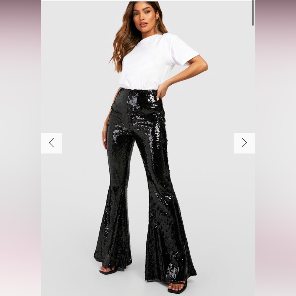 HIGH WAISTED SEQUIN FLARE PANTS